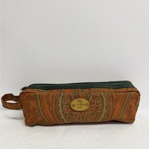 Etro Orange and Green Paisley Zip Pouch